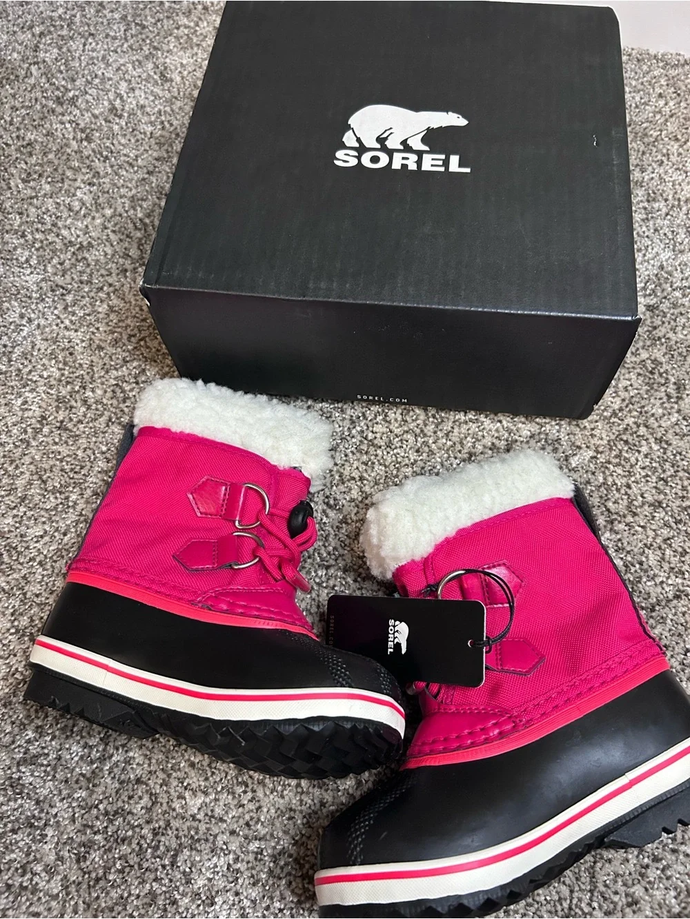 New Sorel Kids Yoot Pac Nylon in Bright Rose, Size 9
